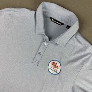 Travis Matthew Mens Coors Light Large Blue Polo Golf Preppy Stretch